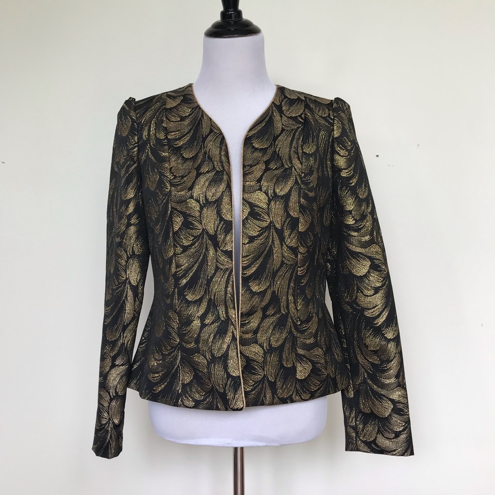 Anne Klein Blazer Evening Jacket Black and Gold